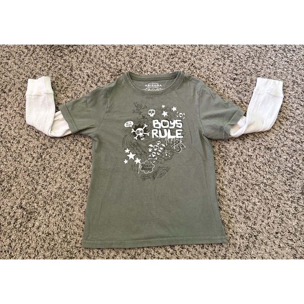 Arizona Jean Company Boy Green "Boys Rule" Long sleeve Tee Size Large (5T)